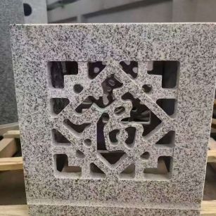 深圳 芝麻白花岗岩镂空雕花灯笼