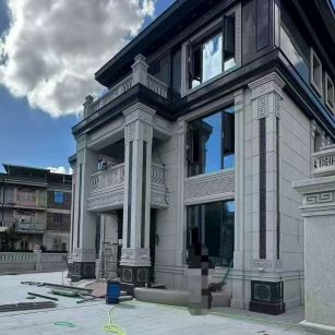 深圳 别墅干挂，芝麻白与芝麻黑完美配合