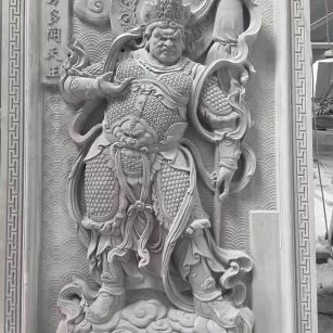 深圳 芝麻灰花岗岩人物雕刻——多闻天王