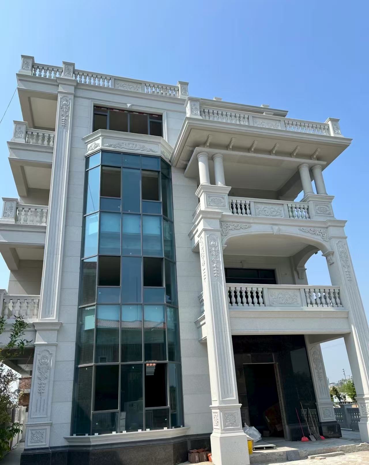 深圳 芝麻白花岗岩别墅外墙干挂效果展示