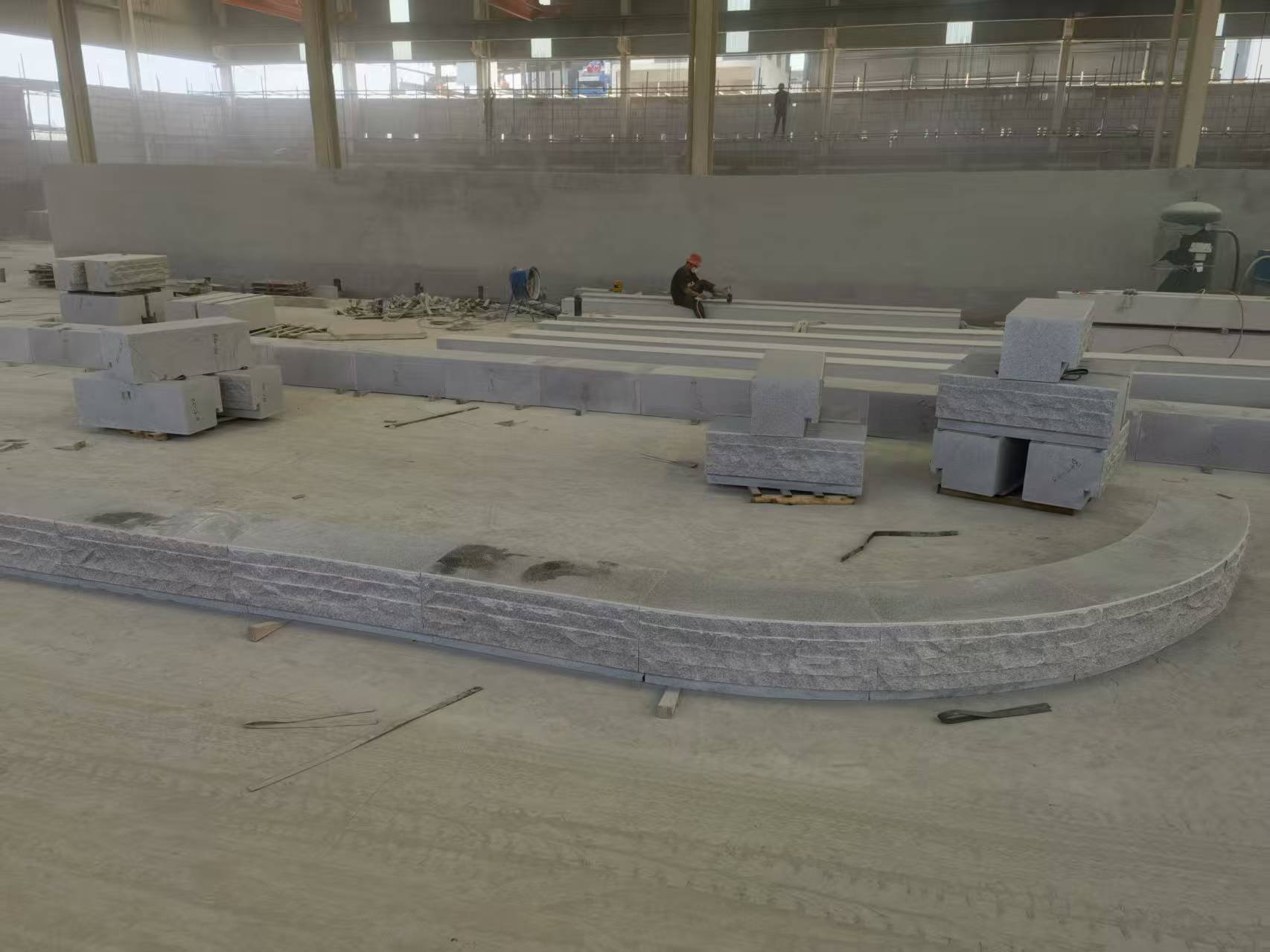 深圳 芝麻白整石坐凳（光面+自然面）